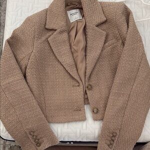Abercrombie & Fitch Tan Blazer Tailored Cropped Jacket